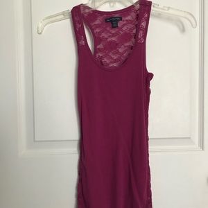 American Eagle Fuchsia Lace-Back Tank